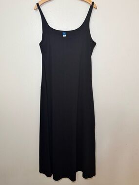 Old Navy Black Fit & Flare Maxi Dress XXL Scoop Neck Cotton Stretch